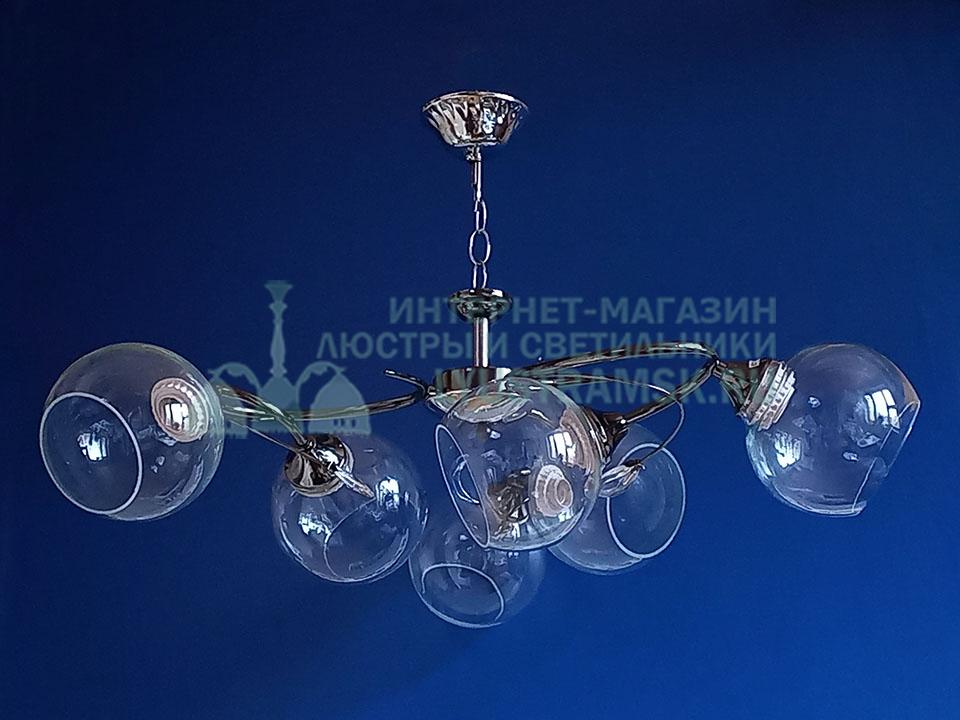 Люстра подвесная LyustraMsk ЛС 468 на 6 рожков графит+ хром